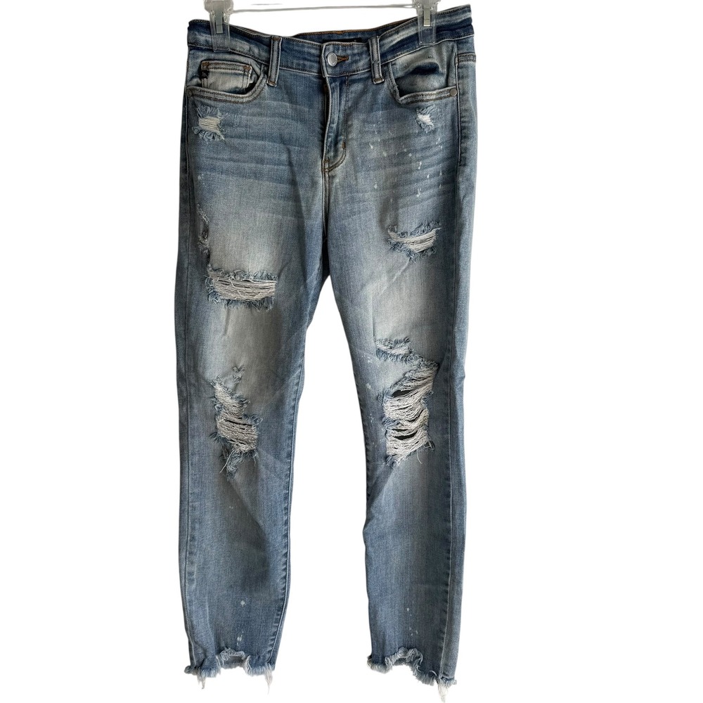 JUDY BLUE Light Wash Distressed Boyfriend Fit Ladies Jeans, 9/29